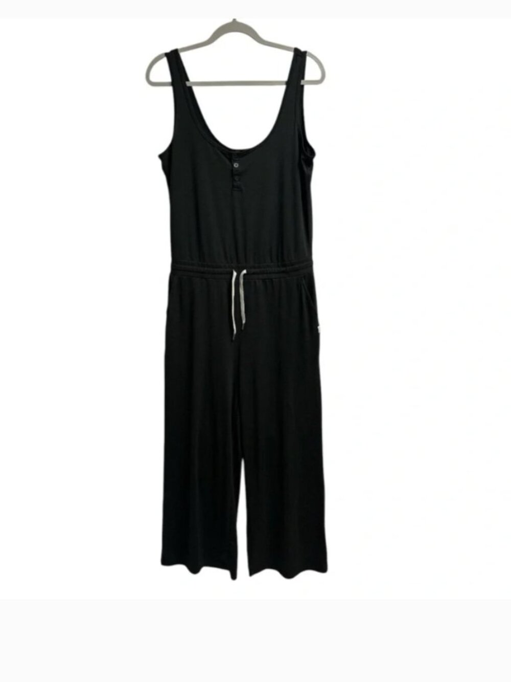 Vuori Falls Jumpsuit Henley Tank in Heathered Black Size Medium - Picture 2 of 10